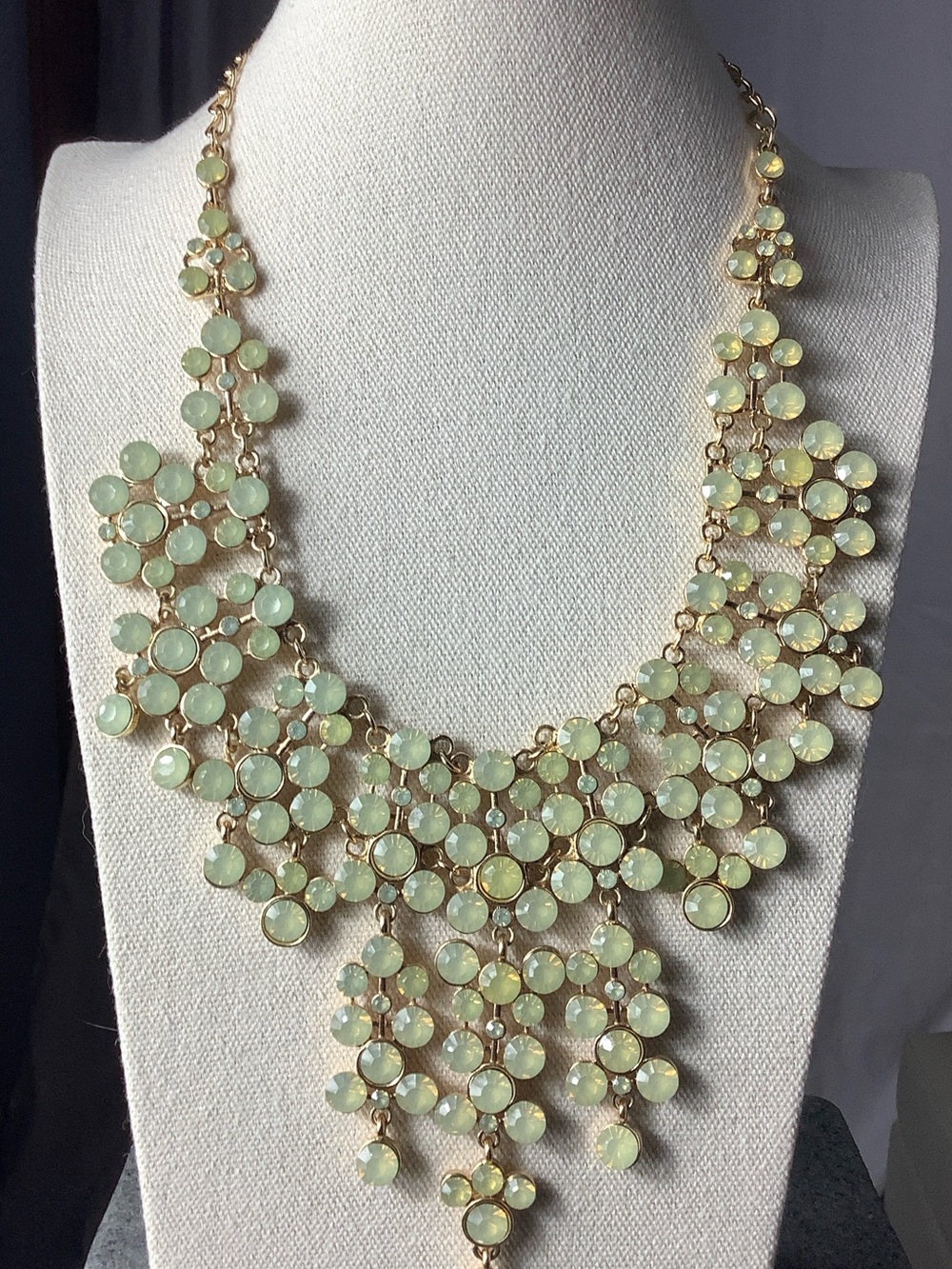Natasha Couture Gold-Tone Mint Cluster Bib Necklace - Women Jewelry